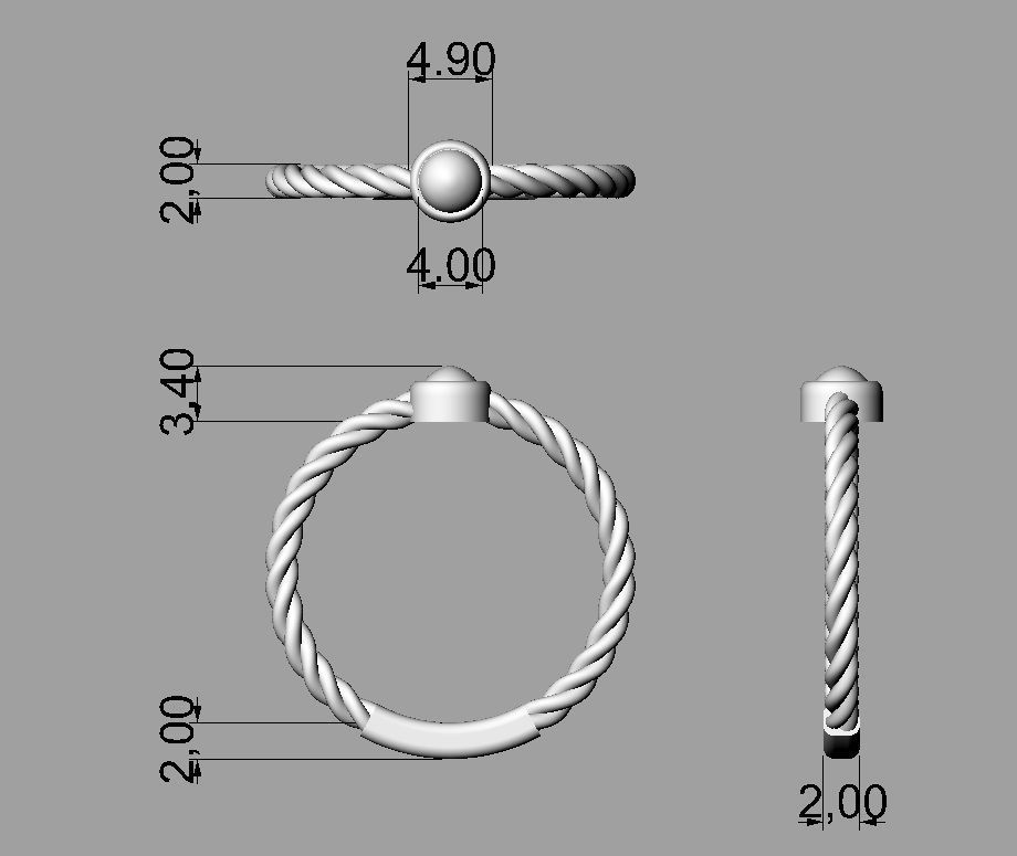 Gemstone Texture Ring 3D print model_3
