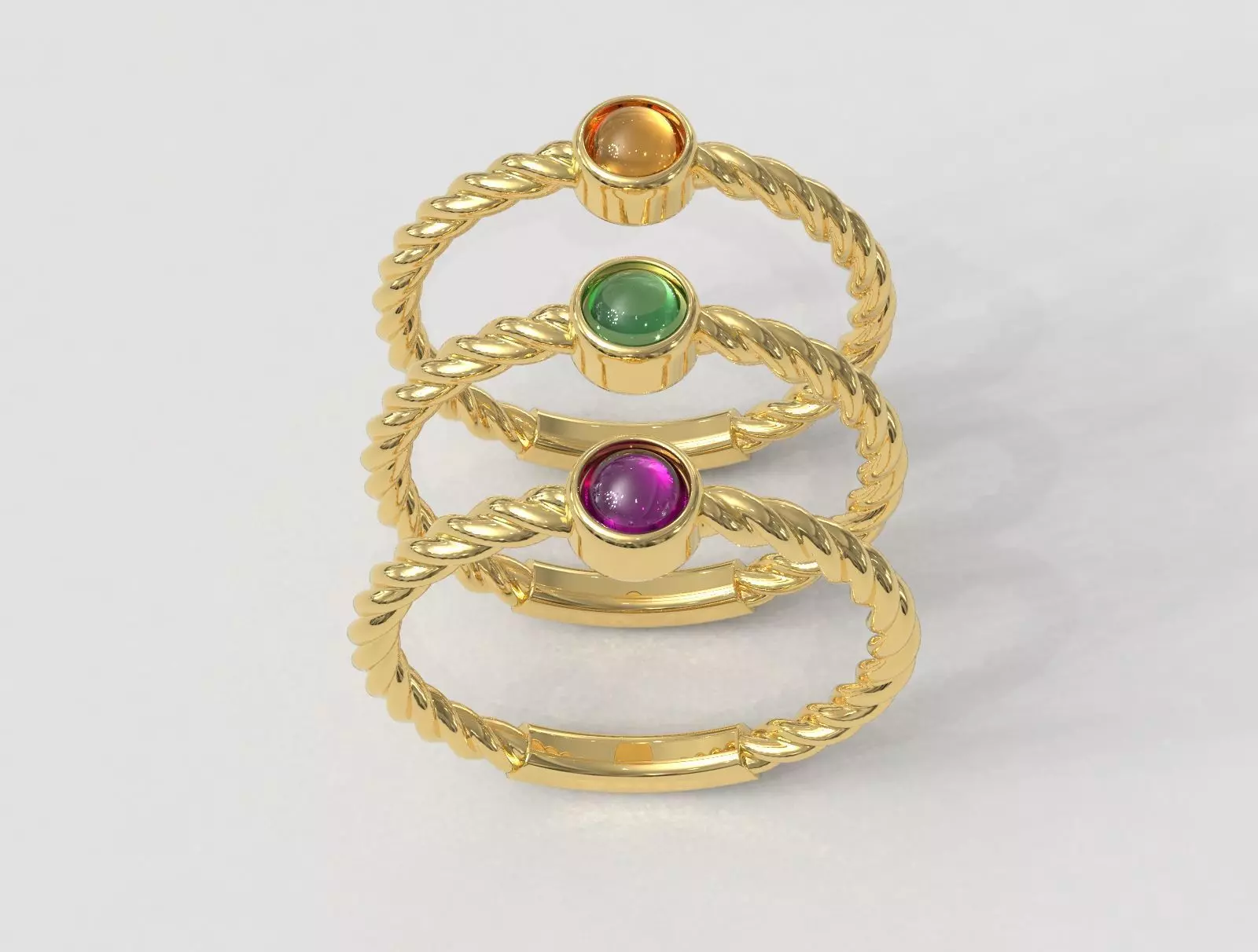 Gemstone Texture Ring 3D print model_0