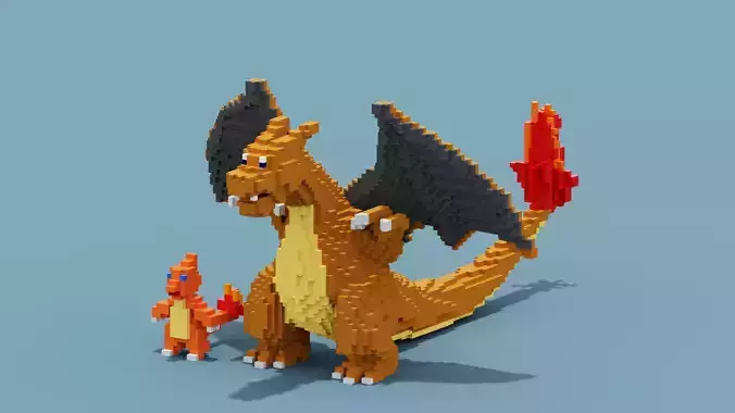 Voxel Charmander Pokemon Low-poly 3D model