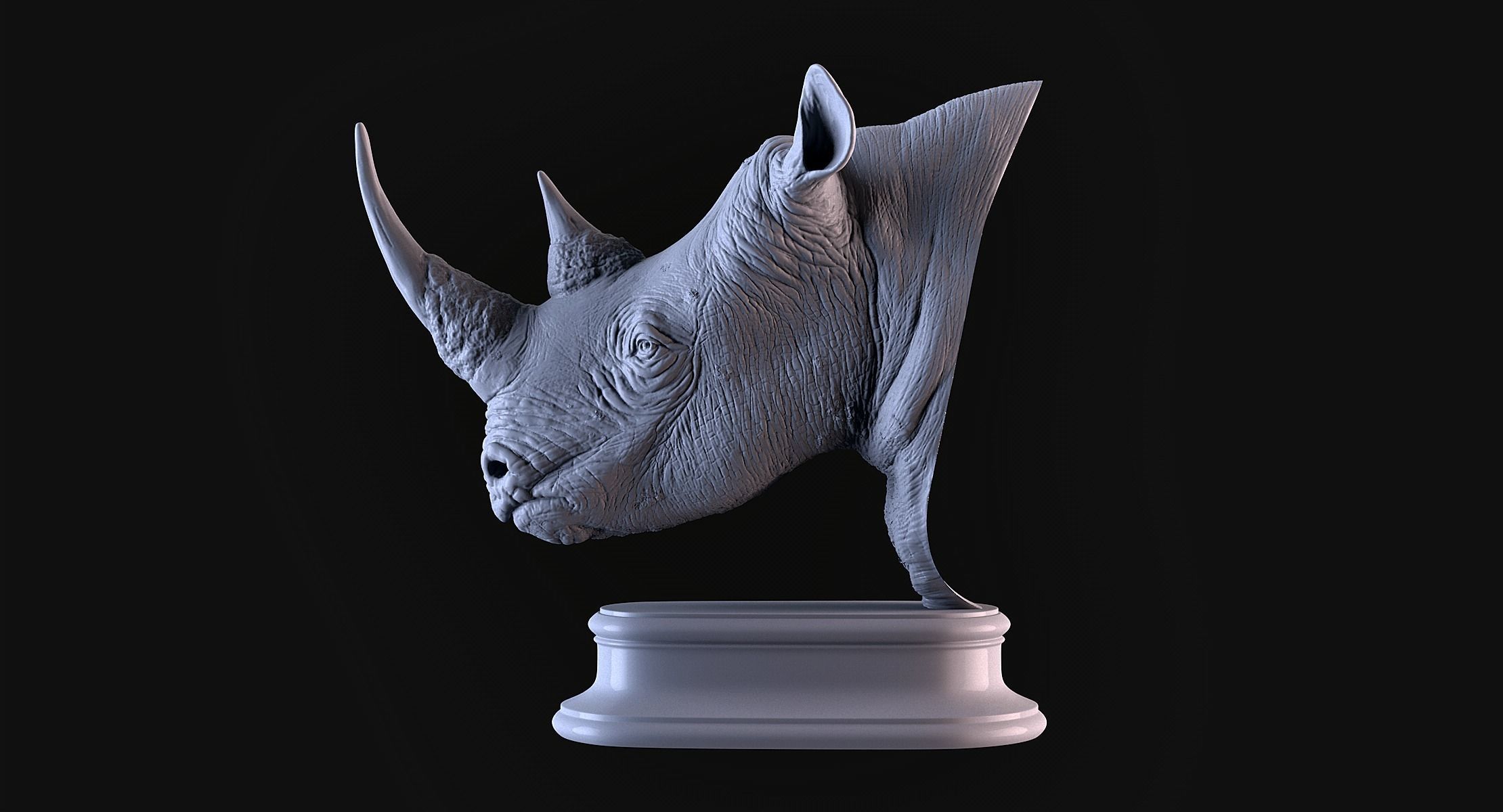 Rhinoceros head 3D print model_1