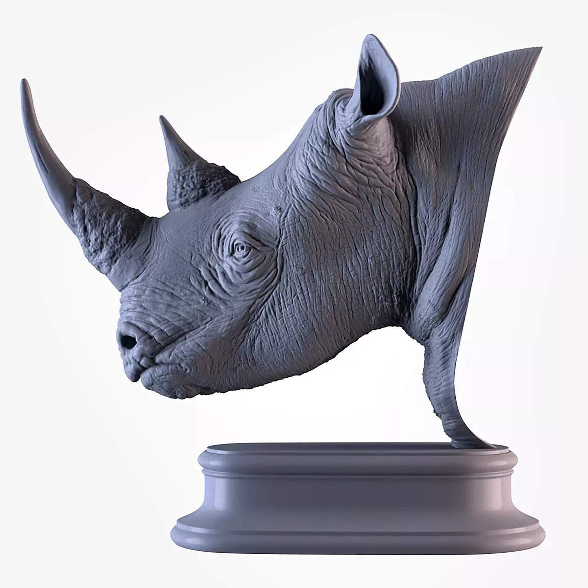 Rhinoceros head 3D print model_0