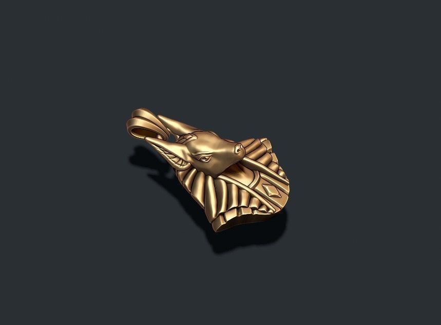 Egyptian Anubis head pendant 3D print model_1