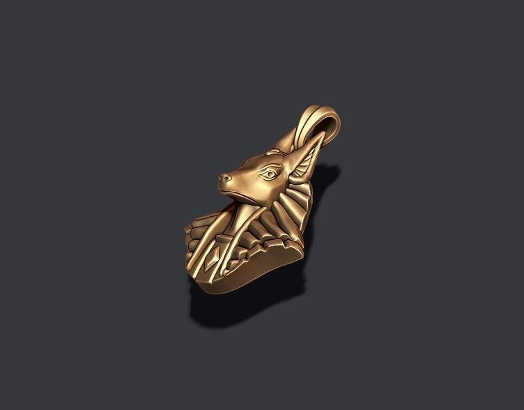 Egyptian Anubis head pendant 3D print model_5