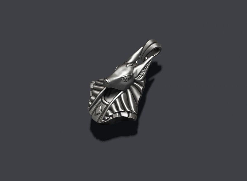 Egyptian Anubis head pendant 3D print model_2