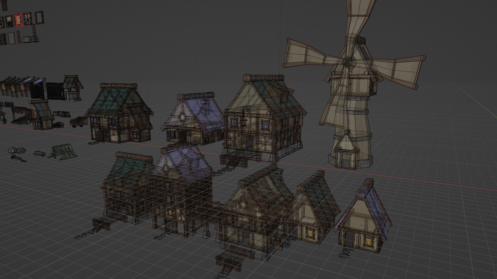 Low Poly Medieval Village Pack Low-poly 3D model_5