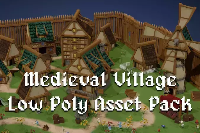 Low Poly Medieval Village Pack Low-poly 3D model