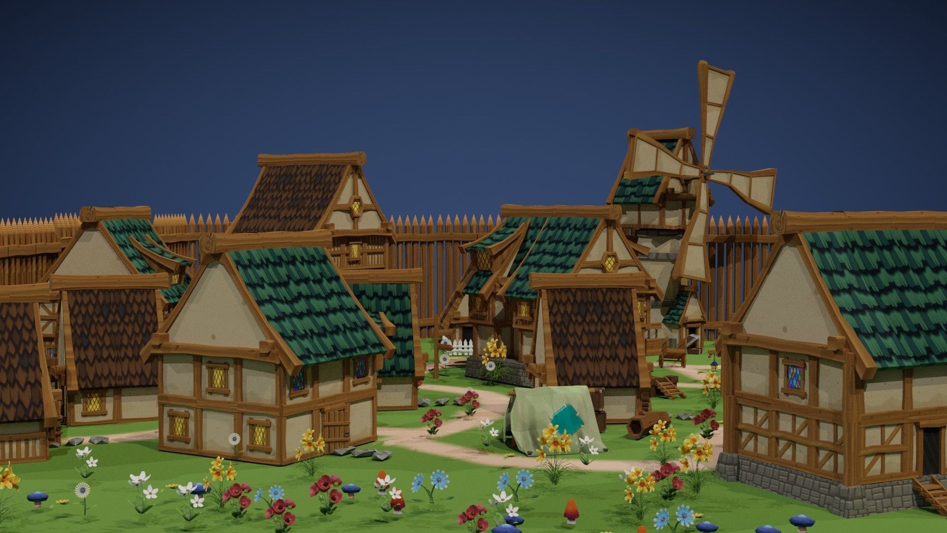 Low Poly Medieval Village Pack Low-poly 3D model_2