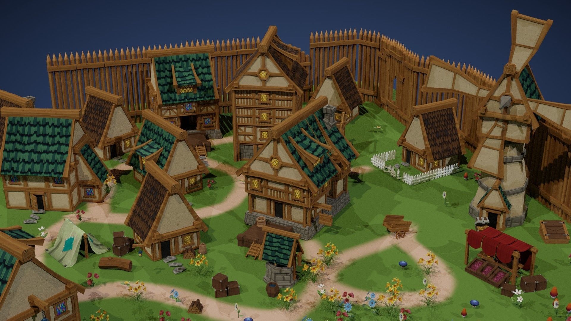 Low Poly Medieval Village Pack Low-poly 3D model_3