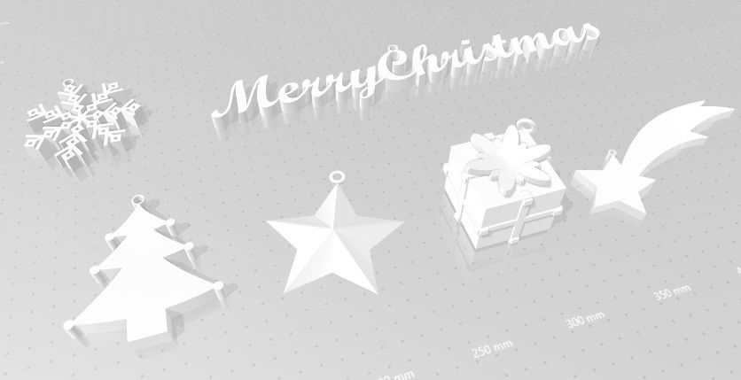 Pack of 6 Christmas Decorations 3D print model_3