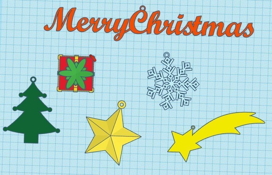 Pack of 6 Christmas Decorations 3D print model_2