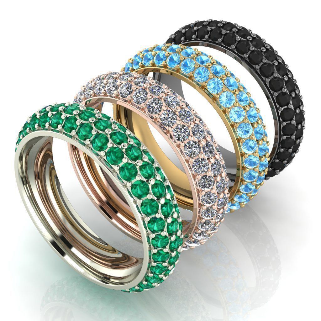 Eternity diamond ring 1i5 mm gems set 3D print model_3
