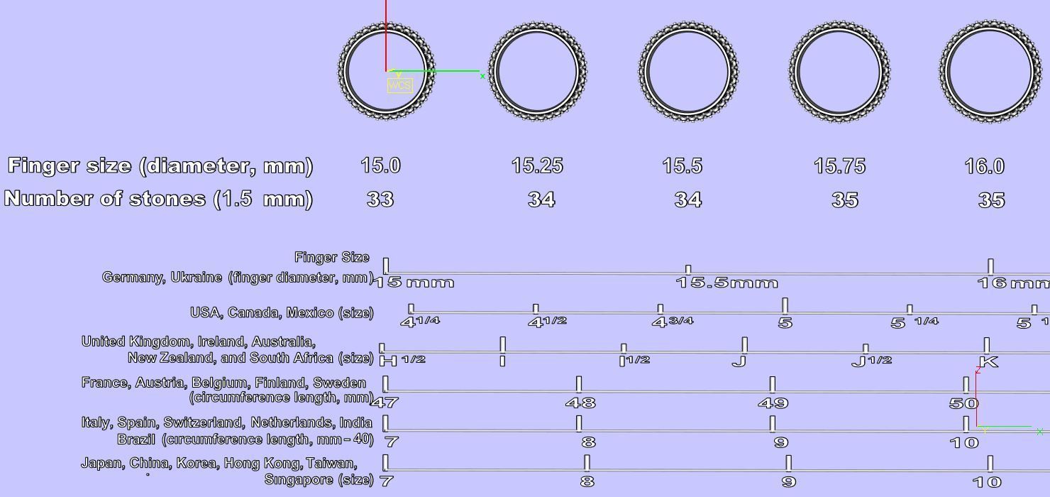 Eternity diamond ring 1i5 mm gems set 3D print model_1