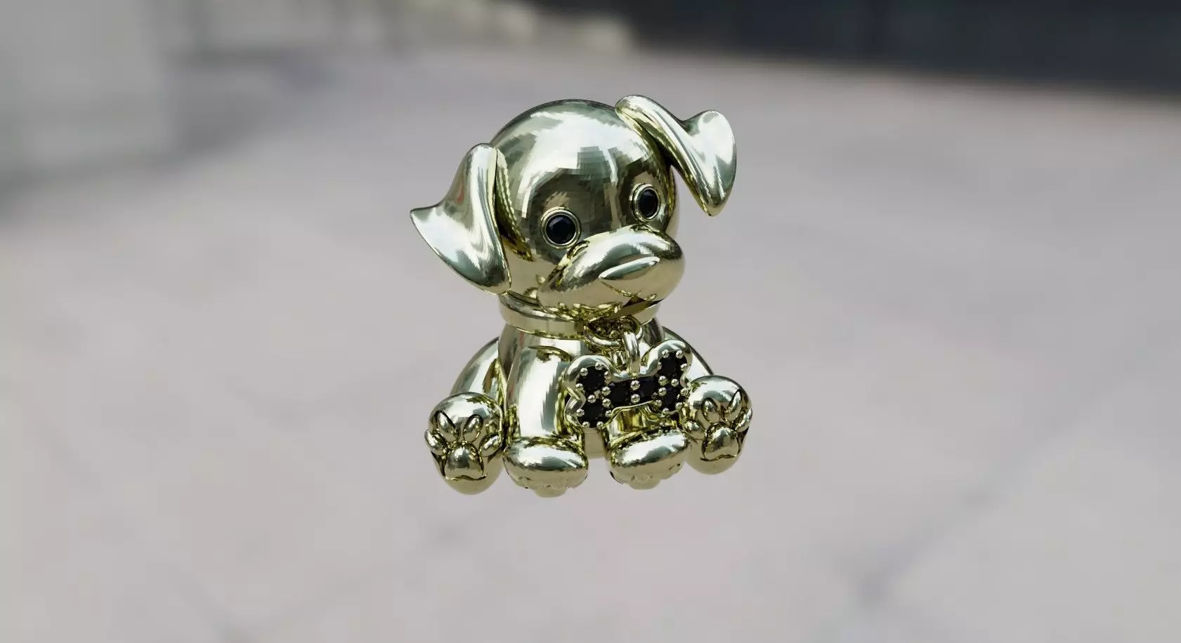 puppy gold dog charm 3D print model_0
