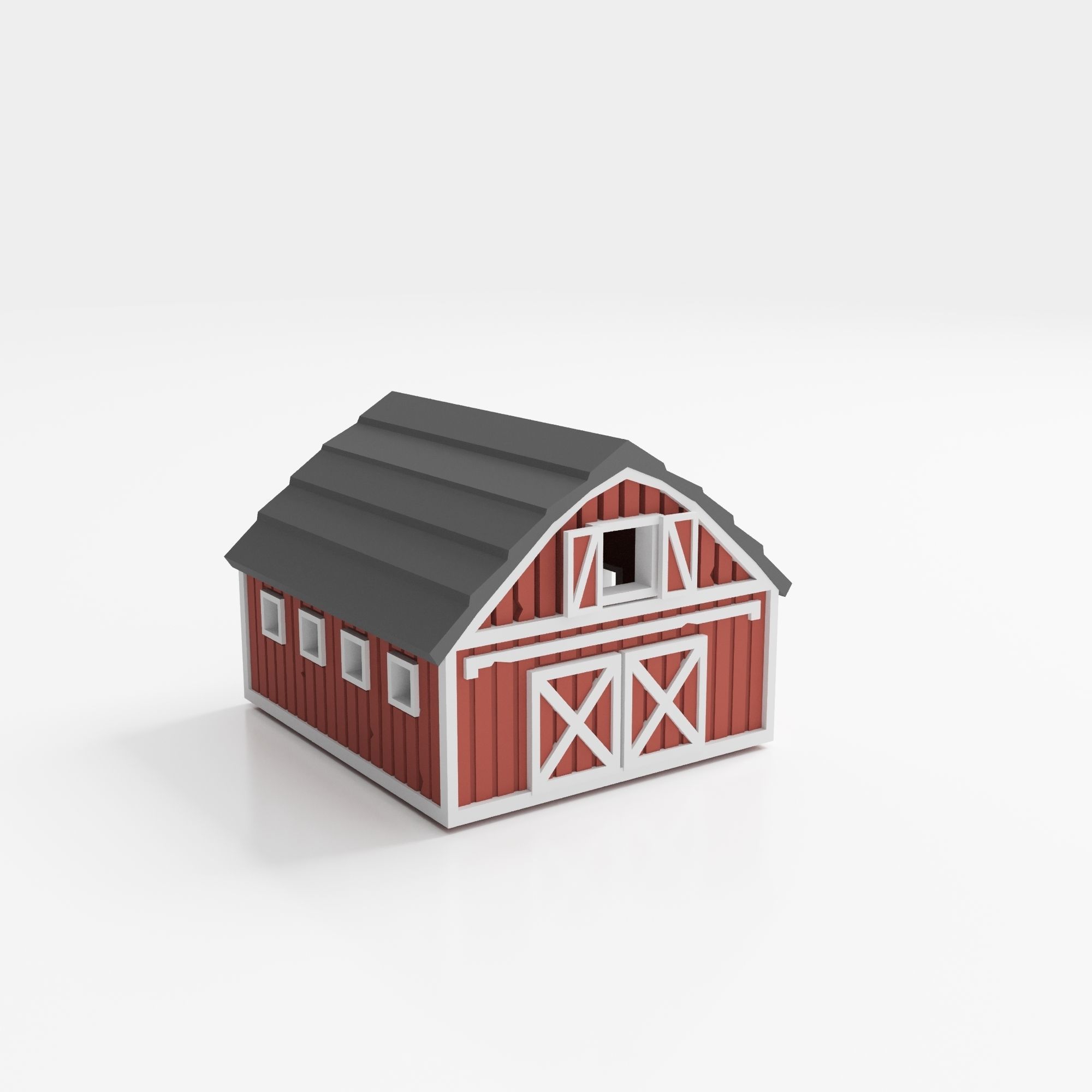 farm buildings Low-poly 3D model_8