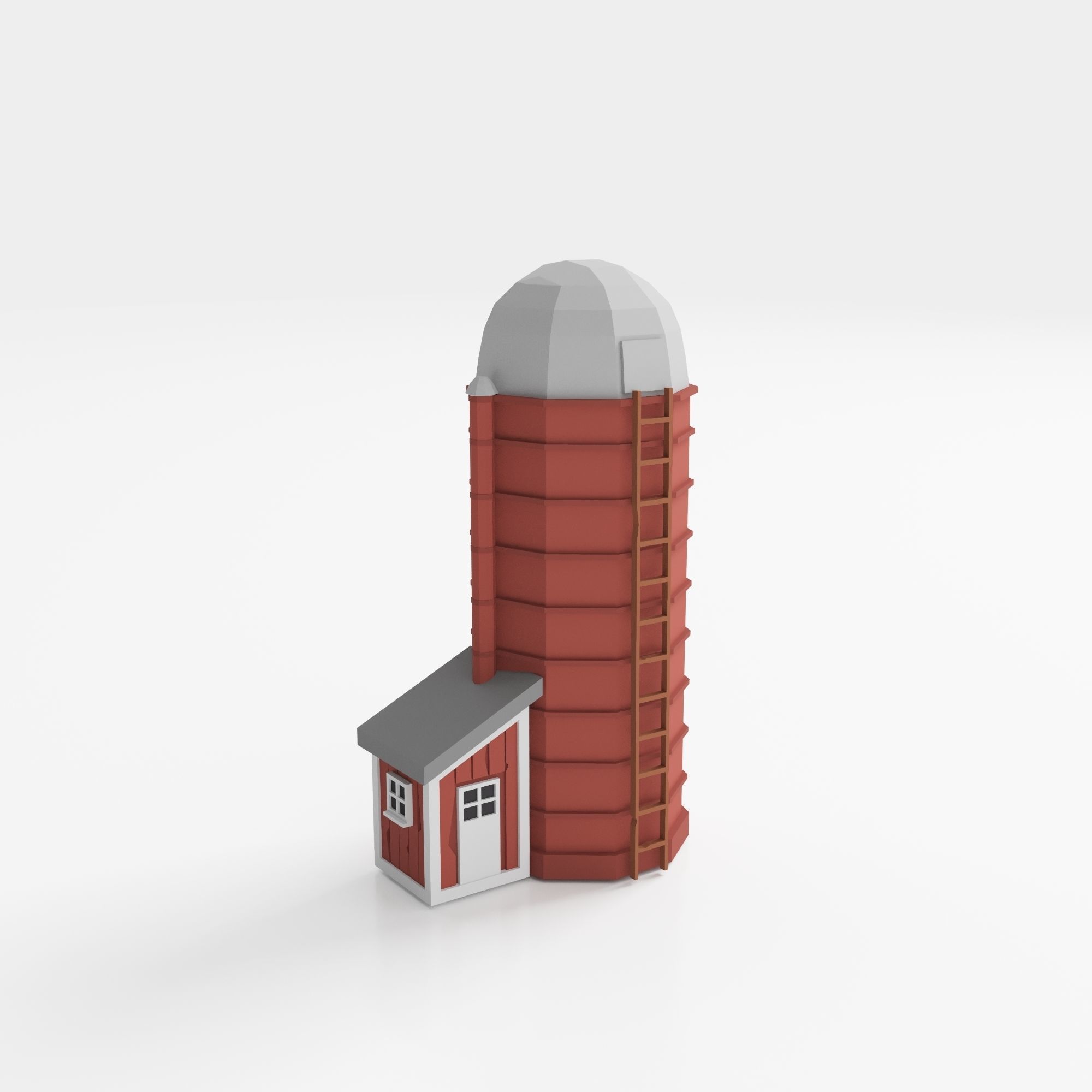 farm buildings Low-poly 3D model_2