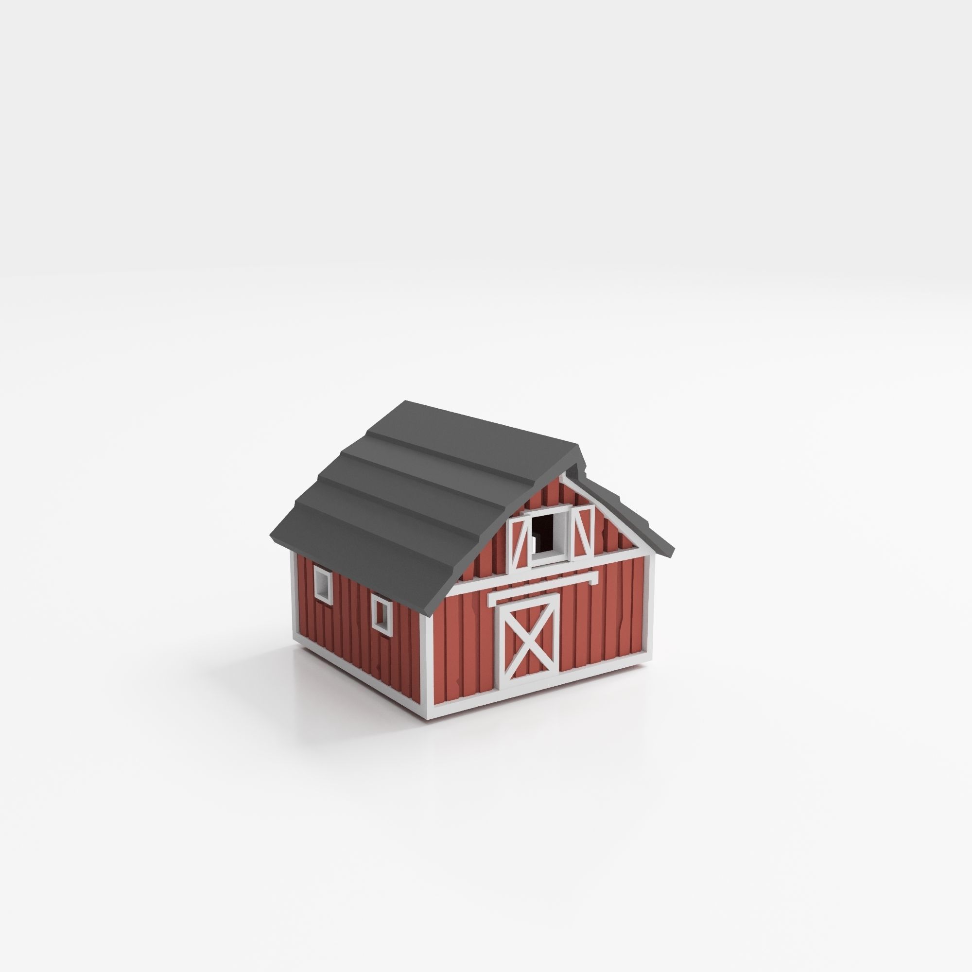 farm buildings Low-poly 3D model_7