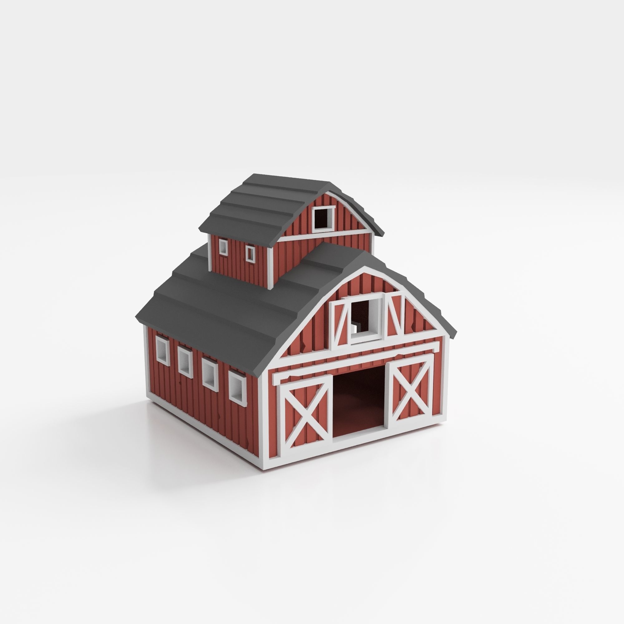 farm buildings Low-poly 3D model_5