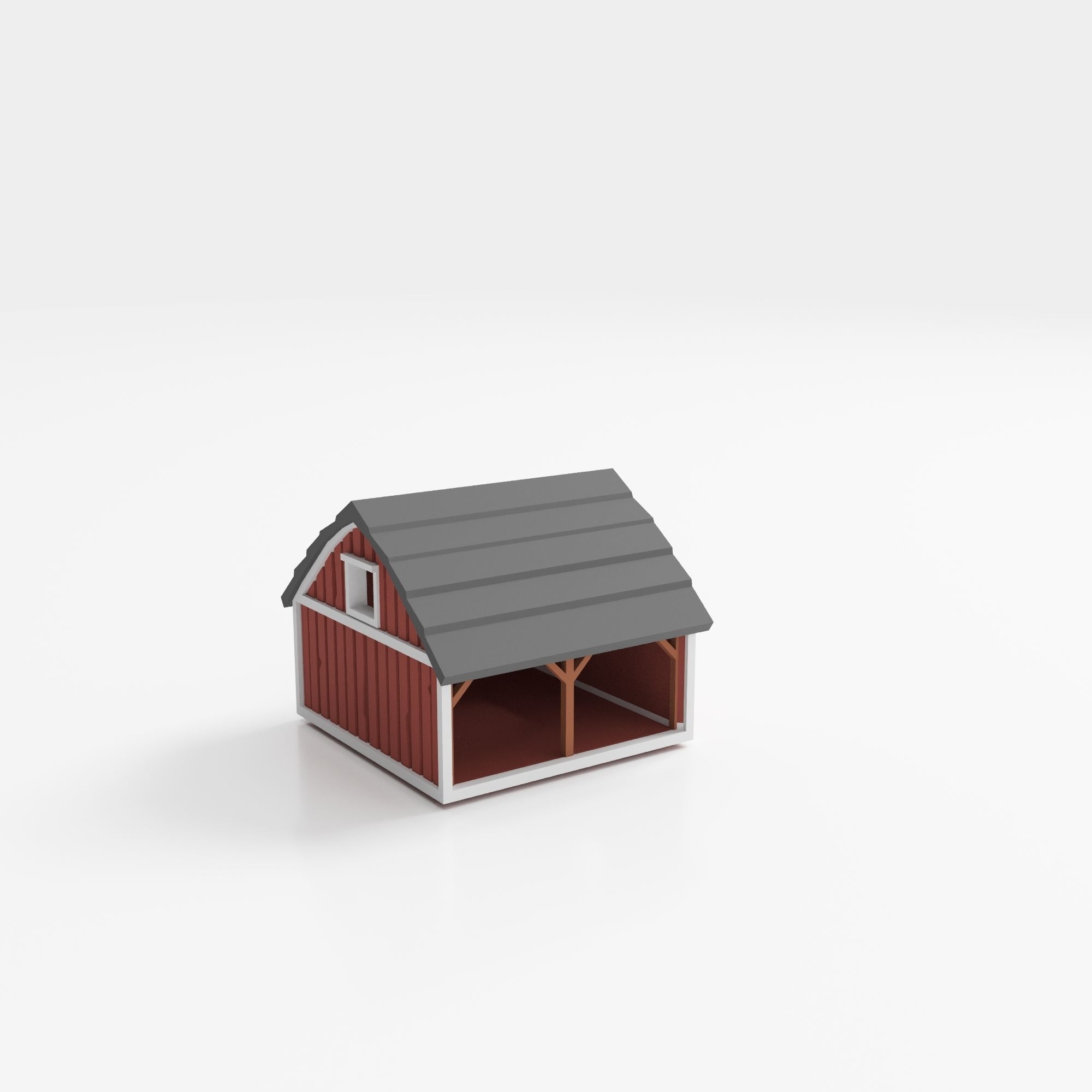 farm buildings Low-poly 3D model_6