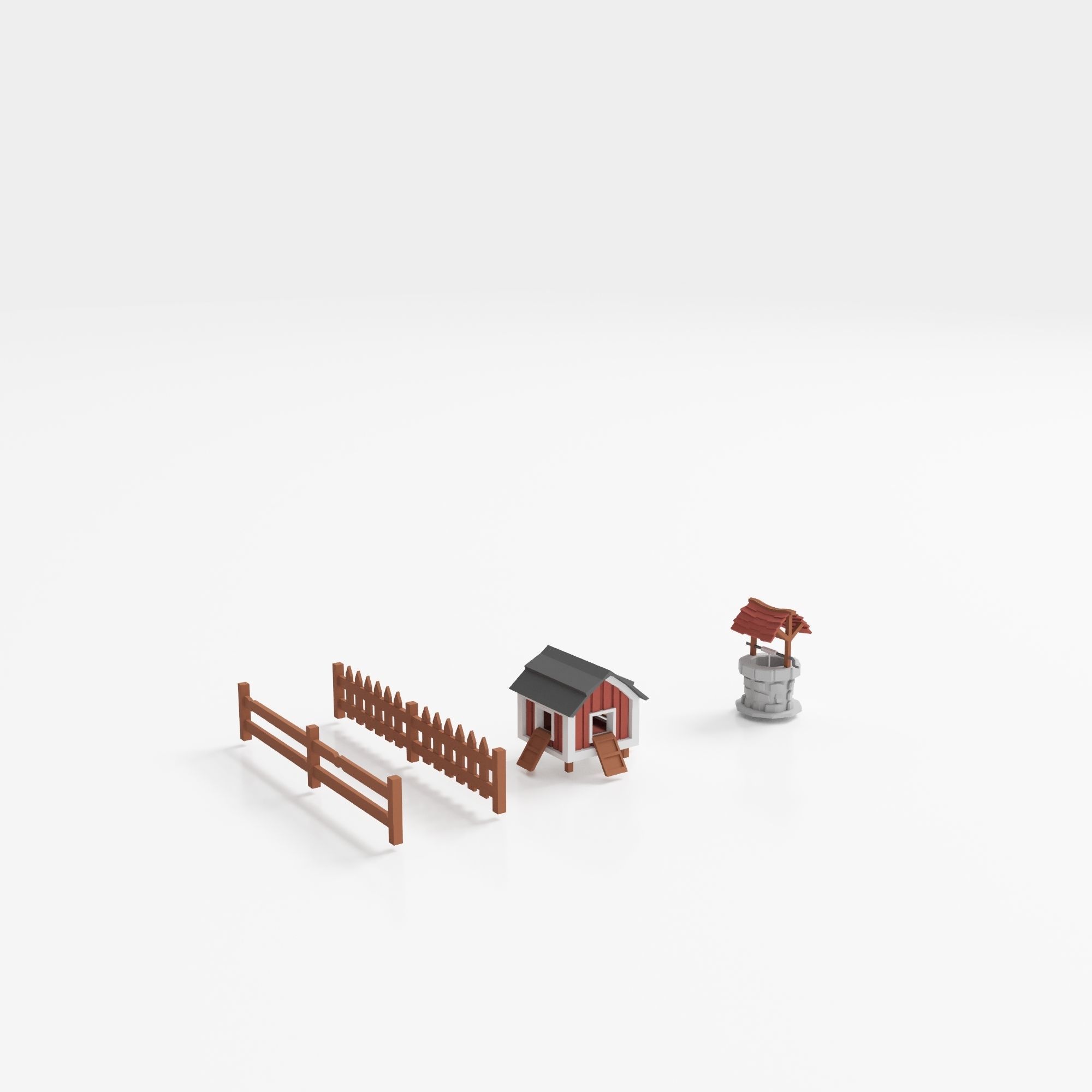 farm buildings Low-poly 3D model_9