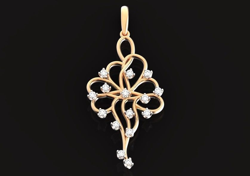 elegant pendant with a pattern and stones 560 3D print model_23
