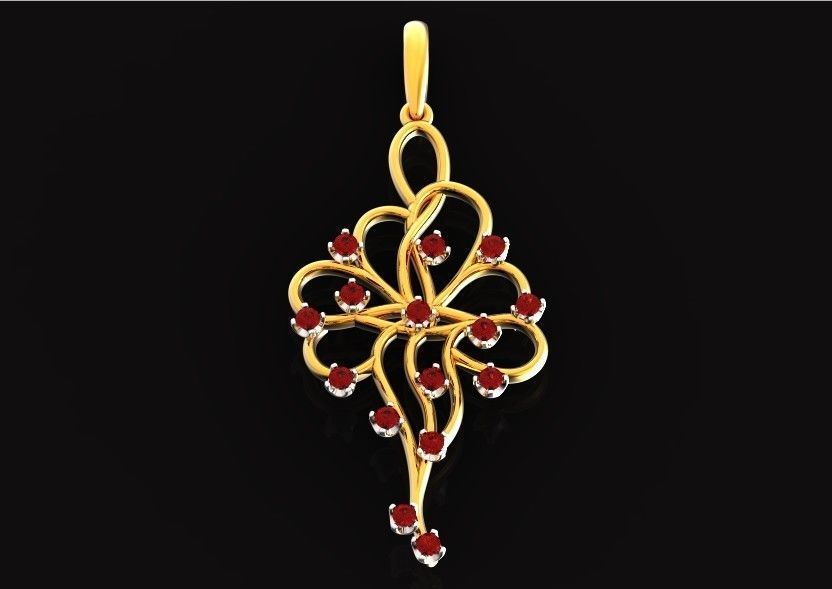 elegant pendant with a pattern and stones 560 3D print model_27