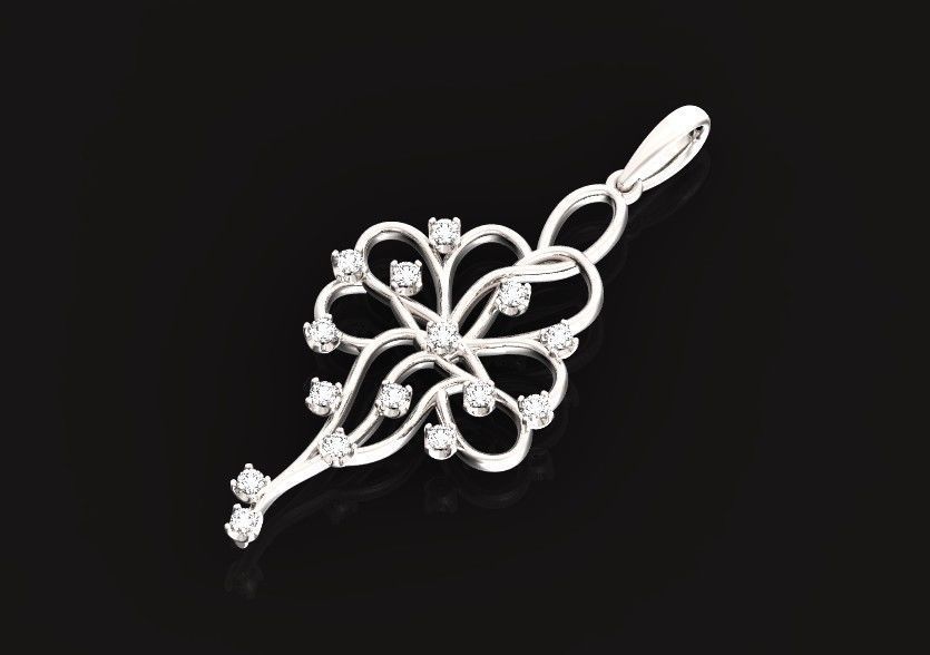 elegant pendant with a pattern and stones 560 3D print model_21