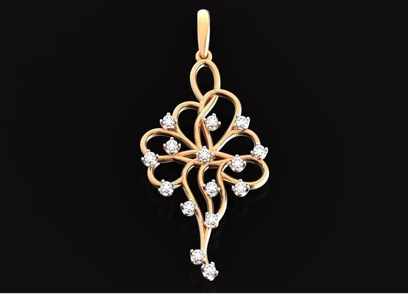elegant pendant with a pattern and stones 560 3D print model_3