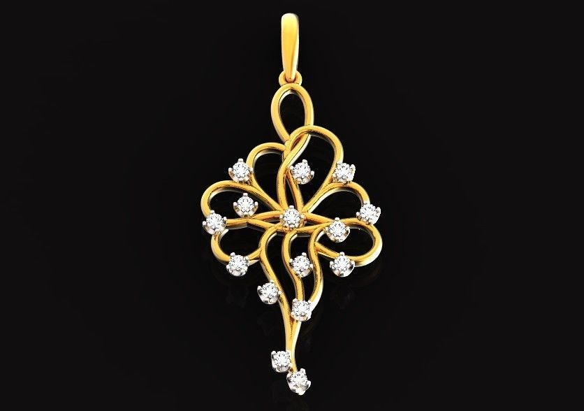 elegant pendant with a pattern and stones 560 3D print model_24