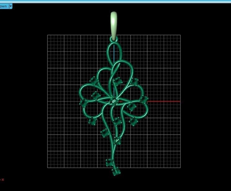 elegant pendant with a pattern and stones 560 3D print model_12