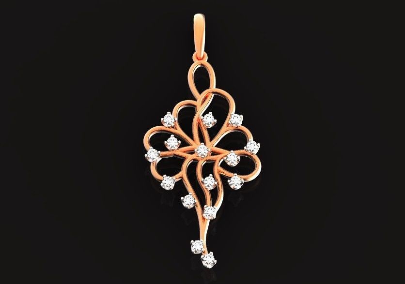elegant pendant with a pattern and stones 560 3D print model_15