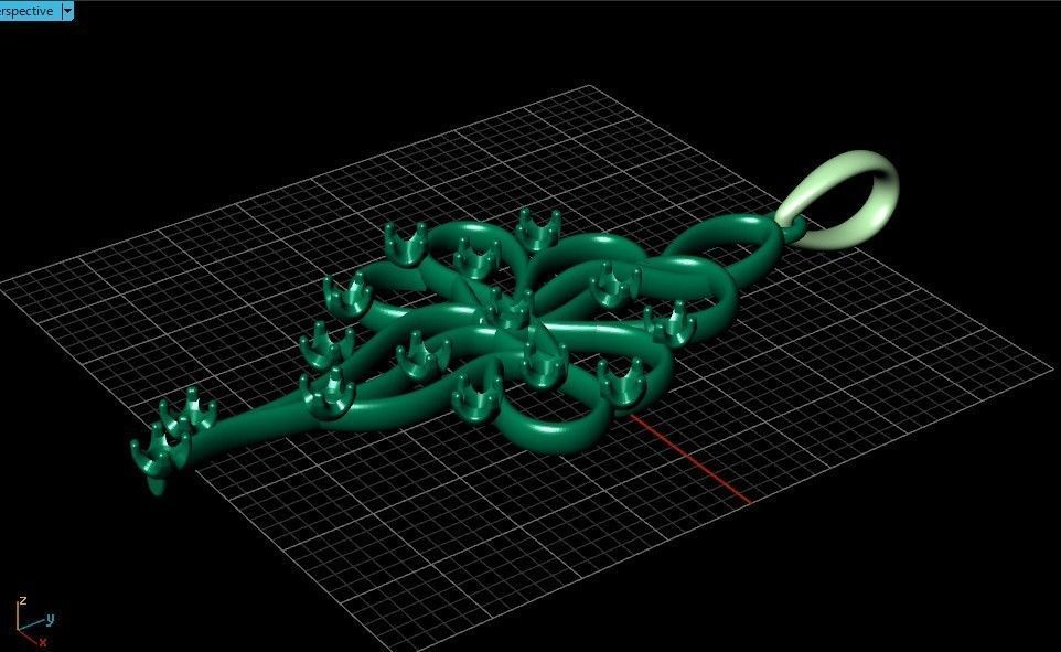 elegant pendant with a pattern and stones 560 3D print model_13