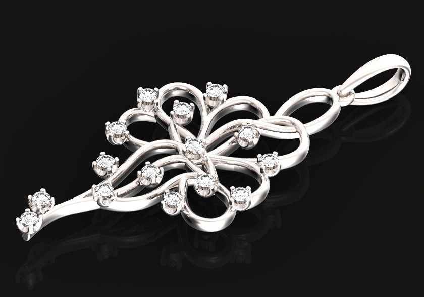 elegant pendant with a pattern and stones 560 3D print model_22