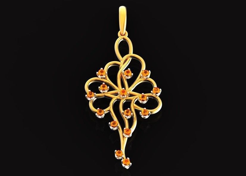 elegant pendant with a pattern and stones 560 3D print model_25