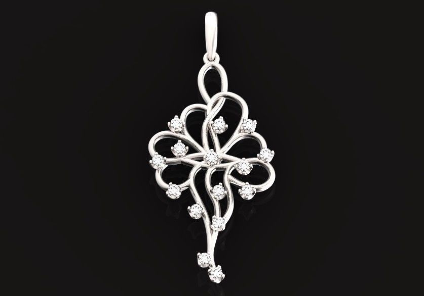 elegant pendant with a pattern and stones 560 3D print model_19