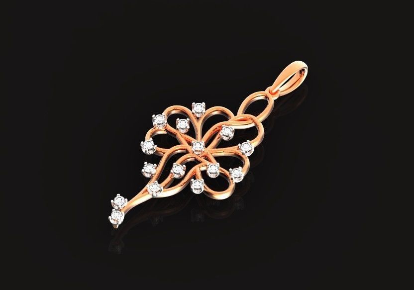elegant pendant with a pattern and stones 560 3D print model_17