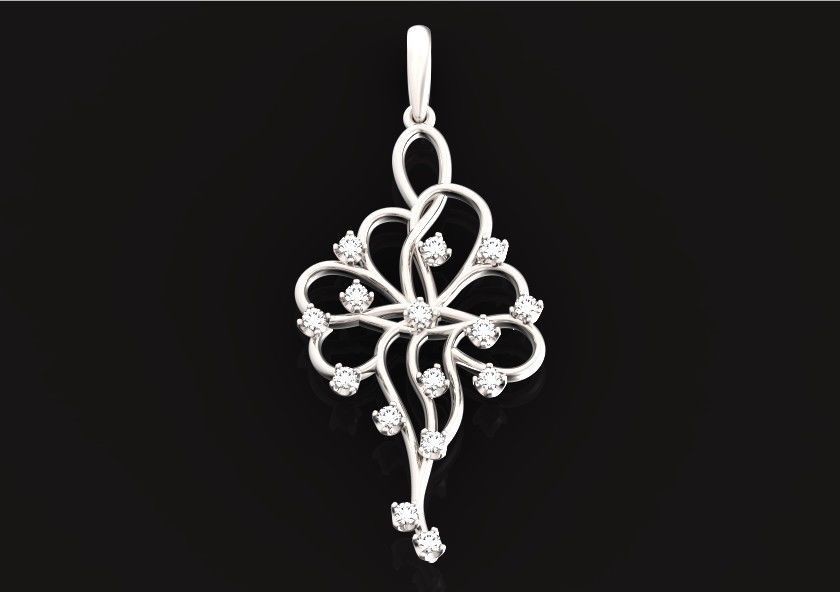 elegant pendant with a pattern and stones 560 3D print model_2