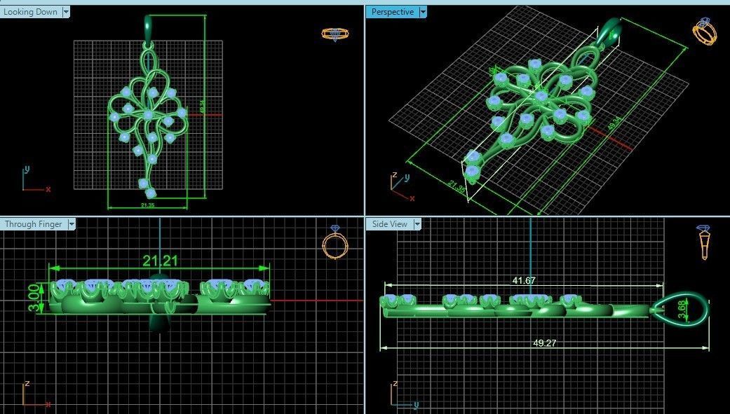 elegant pendant with a pattern and stones 560 3D print model_4