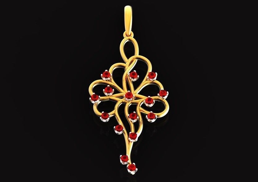 elegant pendant with a pattern and stones 560 3D print model_26