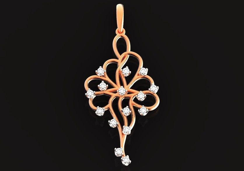 elegant pendant with a pattern and stones 560 3D print model_1