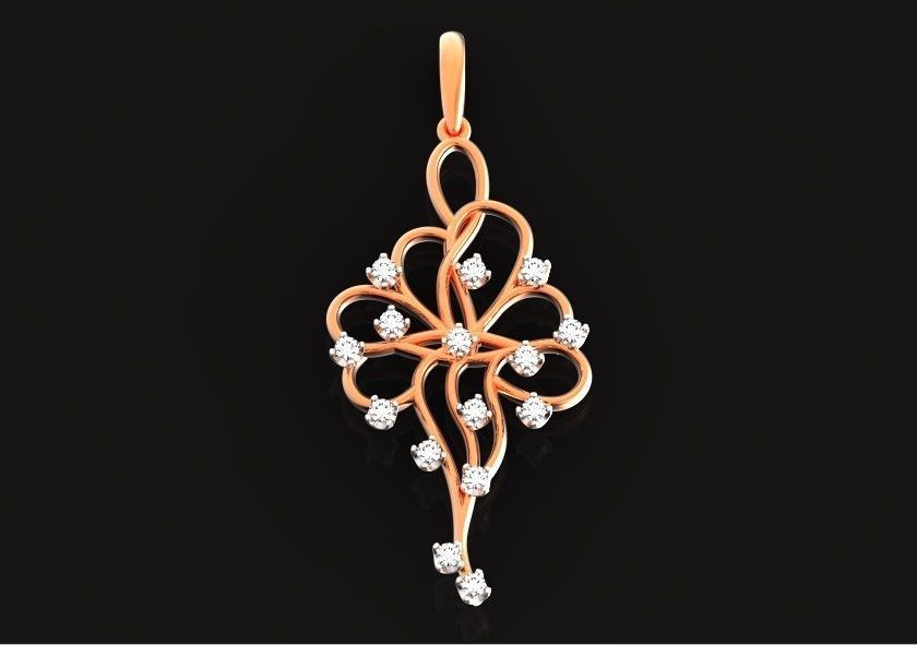 elegant pendant with a pattern and stones 560 3D print model_16