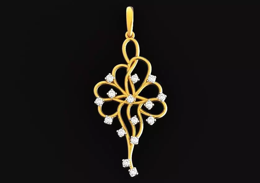 elegant pendant with a pattern and stones 560 3D print model_0