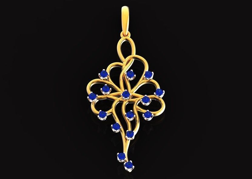 elegant pendant with a pattern and stones 560 3D print model_28