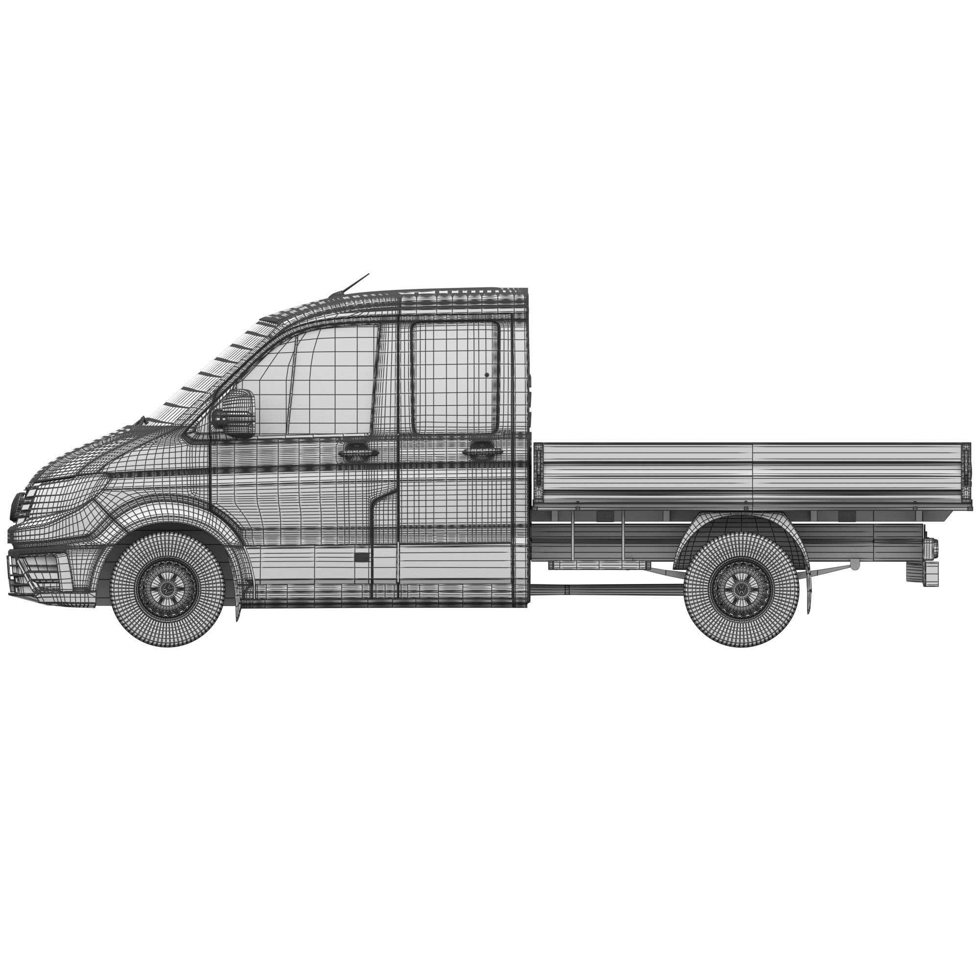 VW Crafter 2 Flatbed Truck 3D model_19