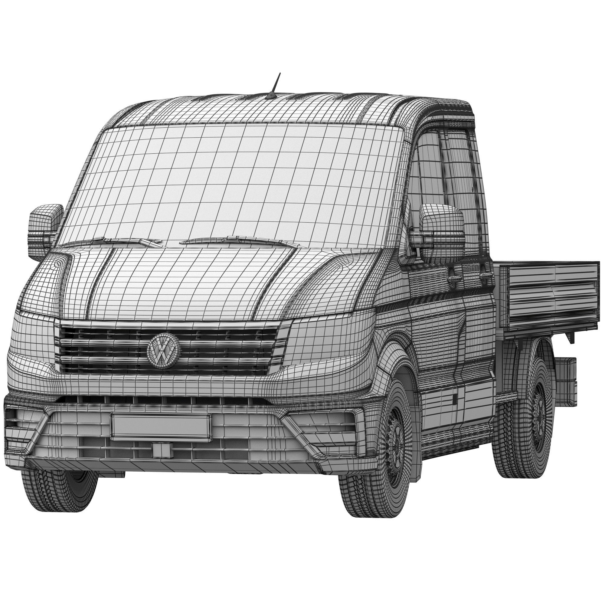 VW Crafter 2 Flatbed Truck 3D model_14