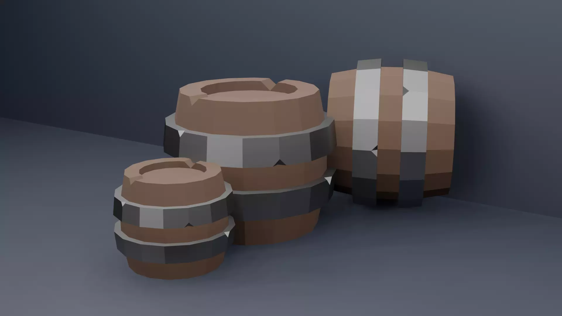 Barrel set of barrels Low-poly 3D model