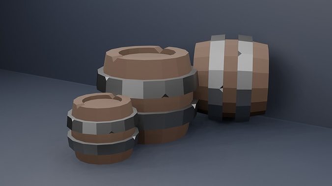 Barrel set of barrels Low-poly 3D model