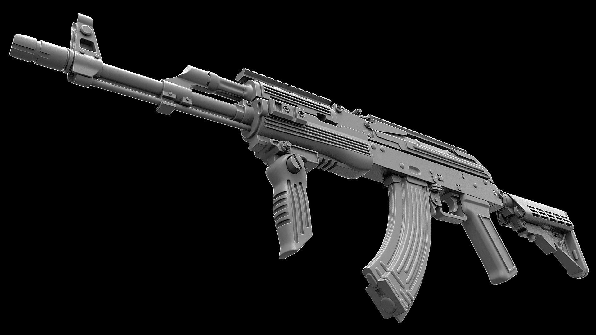 Ak 47 tactical ris m4 stock 3D model | CGTrader