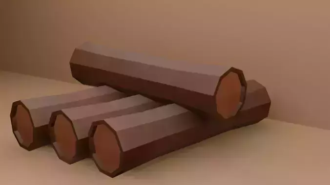 Low poly Log three logs stacked Low-poly 3D model