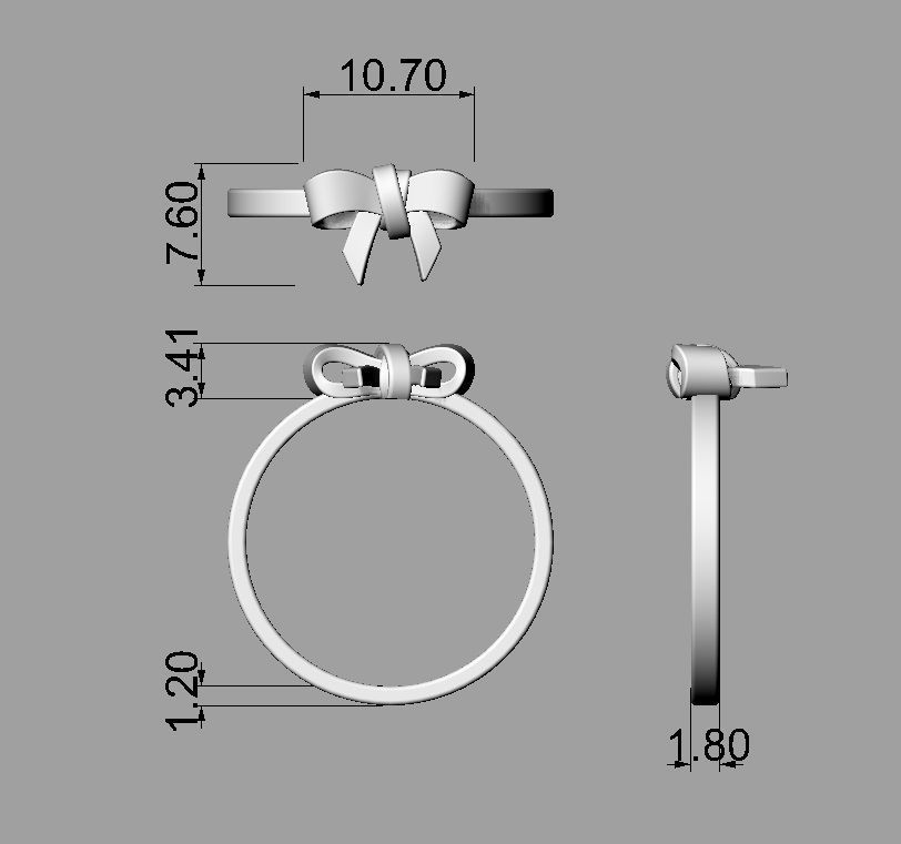 Bow Knot Ring 3D print model_4