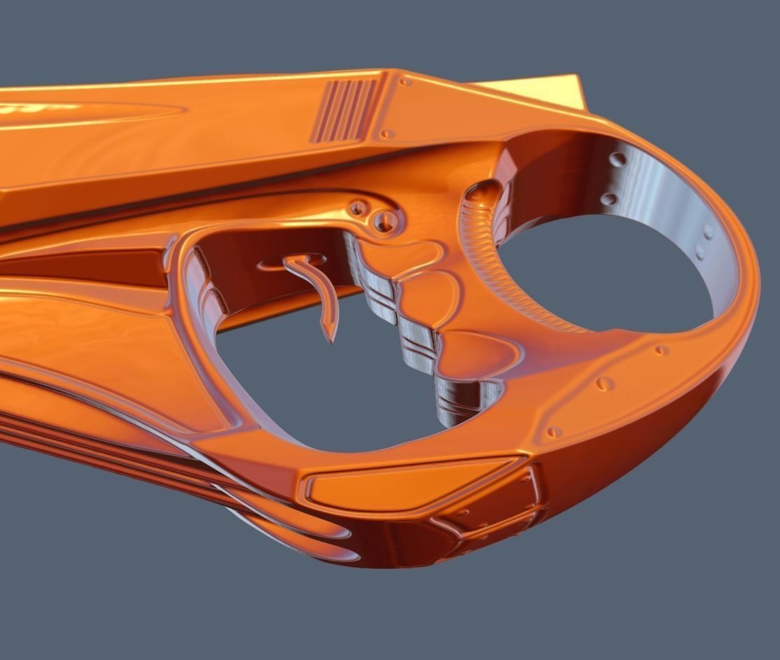 Futuristic Handgun High Poly 3D model_12